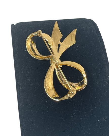 Vintage gold NINA RICCI bow brooch large