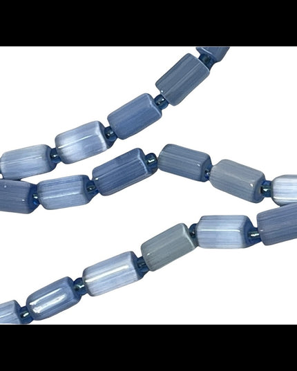 Vintage Czech glass faceted crystal bead necklace blue