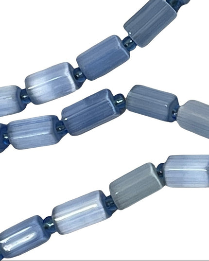 Vintage Czech glass faceted crystal bead necklace blue