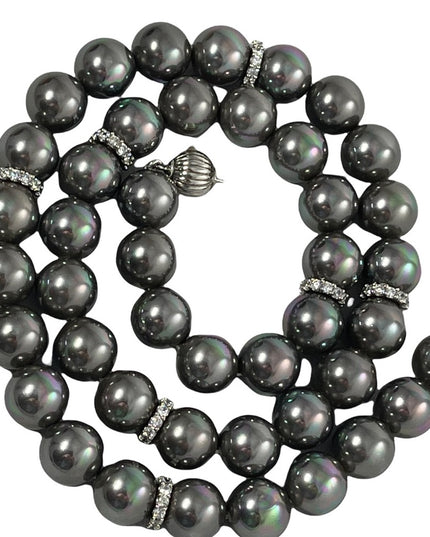 Sterling silver tahitian glass pearl bead necklace