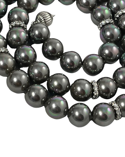 Sterling silver tahitian glass pearl bead necklace