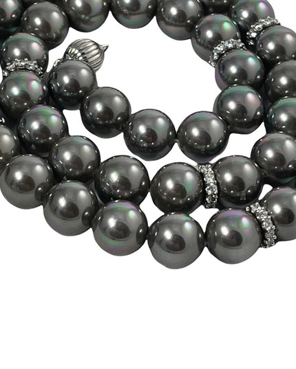 Sterling silver tahitian glass pearl bead necklace