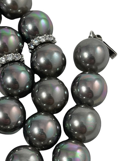 Sterling silver tahitian glass pearl bead necklace