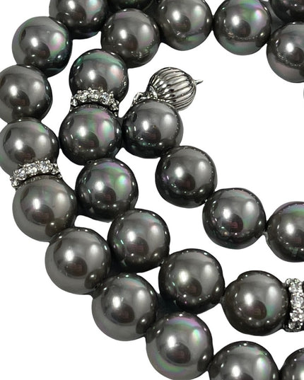 Sterling silver tahitian glass pearl bead necklace