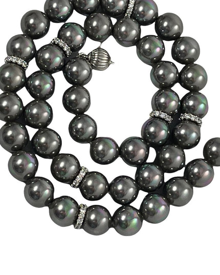 Sterling silver tahitian glass pearl bead necklace