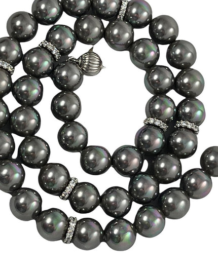 Sterling silver tahitian glass pearl bead necklace
