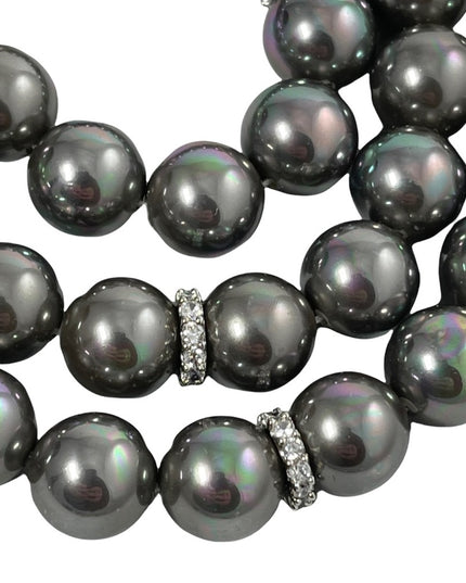 Sterling silver tahitian glass pearl bead necklace