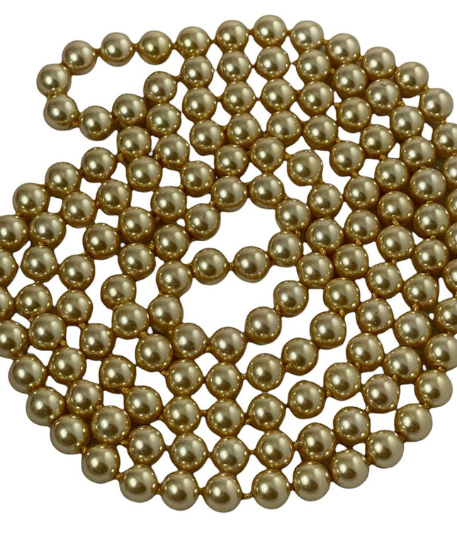Beautiful Faux gold pearl 8mm bead necklace 48” LONG