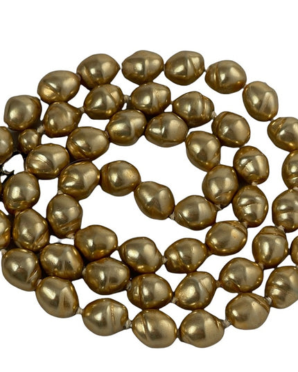 30” Gold faux pearl Glass bead sterling silver necklace couture HEAVY beautiful