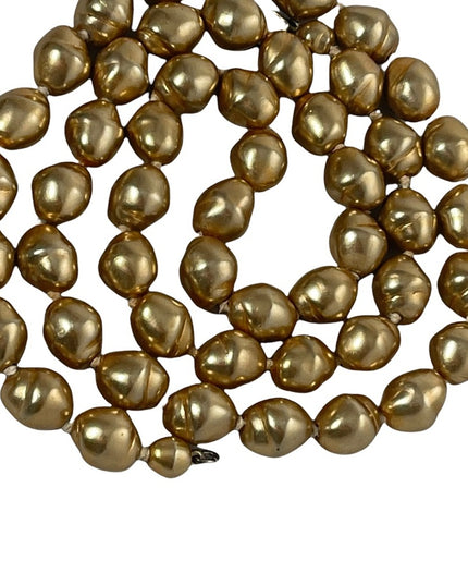 30” Gold faux pearl Glass bead sterling silver necklace couture HEAVY beautiful