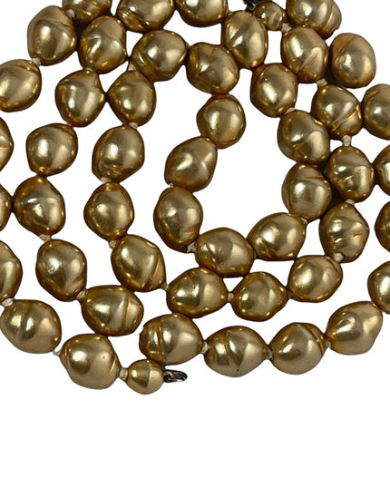30” Gold faux pearl Glass bead sterling silver necklace couture HEAVY beautiful