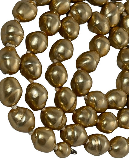 30” Gold faux pearl Glass bead sterling silver necklace couture HEAVY beautiful