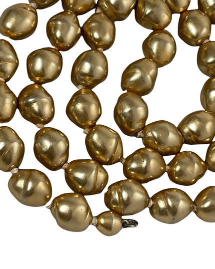 30” Gold faux pearl Glass bead sterling silver necklace couture HEAVY beautiful