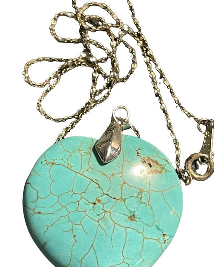 Sterling silver faux turquois large heart necklace