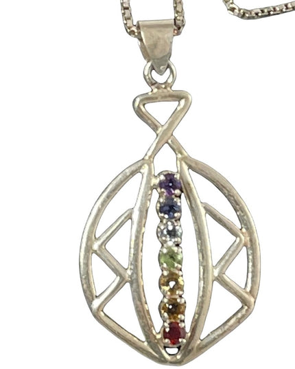 Sterling silver multi gemstone CHAKRA pendant necklace