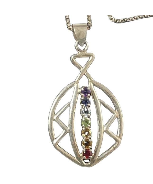 Sterling silver multi gemstone CHAKRA pendant necklace