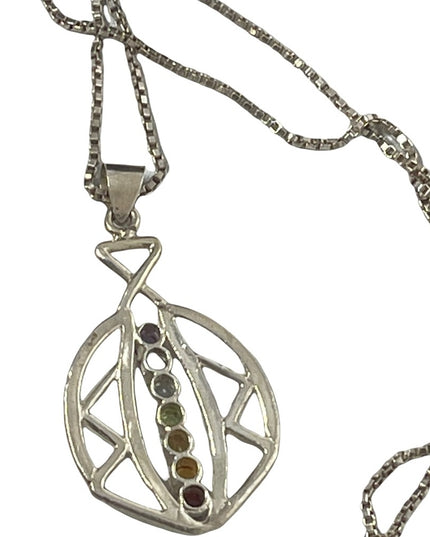 Sterling silver multi gemstone CHAKRA pendant necklace
