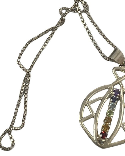 Sterling silver multi gemstone CHAKRA pendant necklace