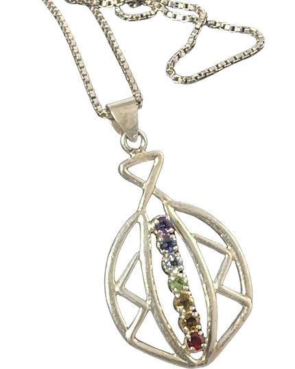 Sterling silver multi gemstone CHAKRA pendant necklace