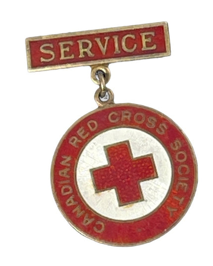 Vintage 1949 Red Cross Nurses service brooch STERLING silver Red white enamel