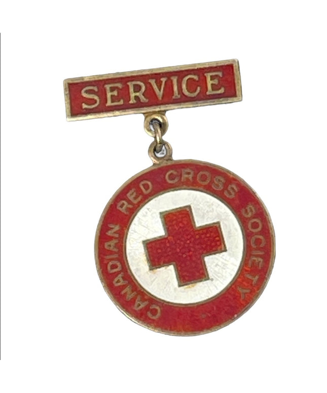 Vintage 1949 Red Cross Nurses service brooch STERLING silver Red white enamel