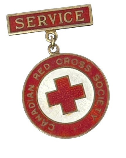 Vintage 1949 Red Cross Nurses service brooch STERLING silver Red white enamel