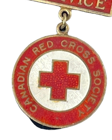 Vintage 1949 Red Cross Nurses service brooch STERLING silver Red white enamel