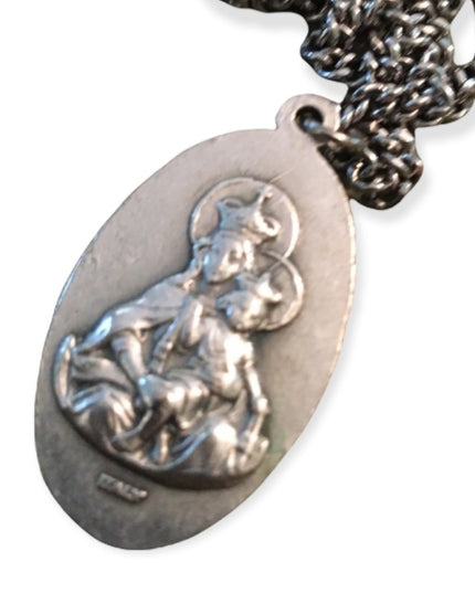 VTG Jesus Catholic Metal necklace medallion Mary Catholic religious