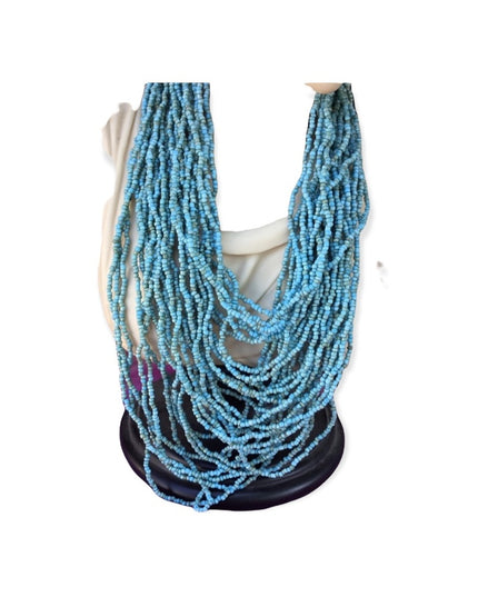 Vintage micro bead multi strand southwestern style necklace blue