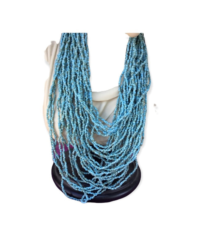 Vintage micro bead multi strand southwestern style necklace blue