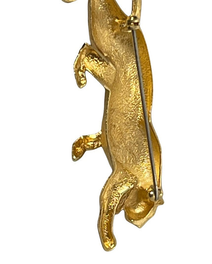 Gold Panther brooch fancy brushed texture