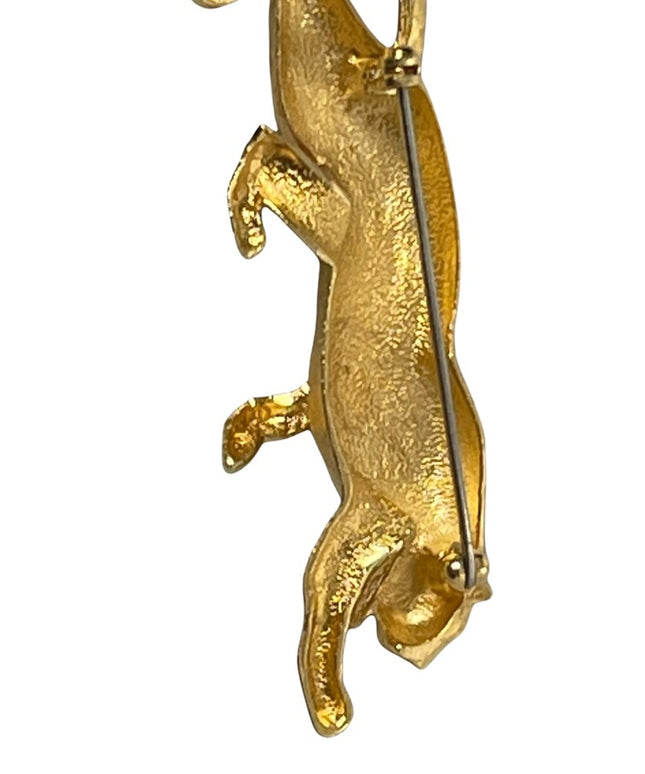 Gold Panther brooch fancy brushed texture