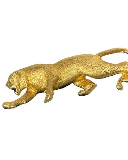 Gold Panther brooch fancy brushed texture