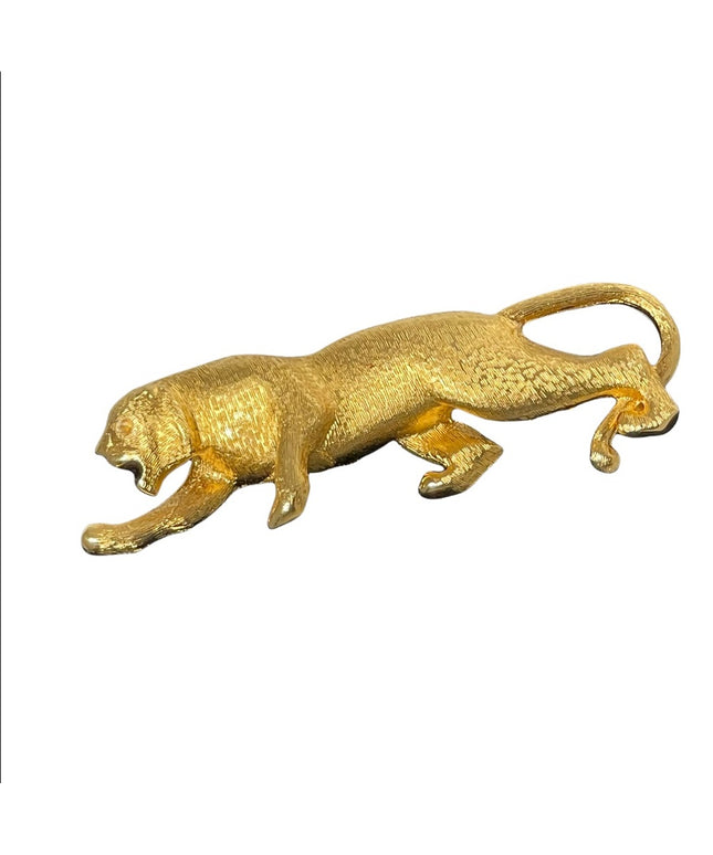 Gold Panther brooch fancy brushed texture