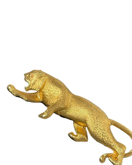 Gold Panther brooch fancy brushed texture