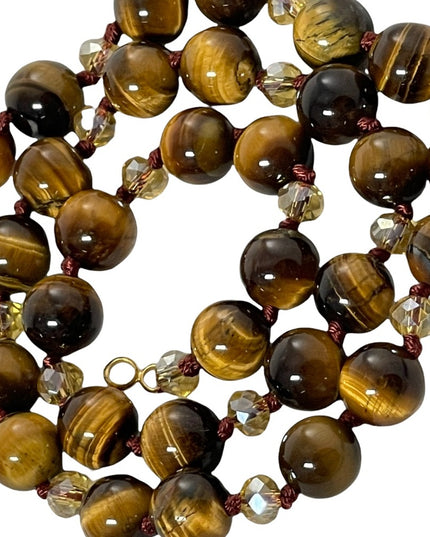 Beautiful tiger eye and crystal bead necklace