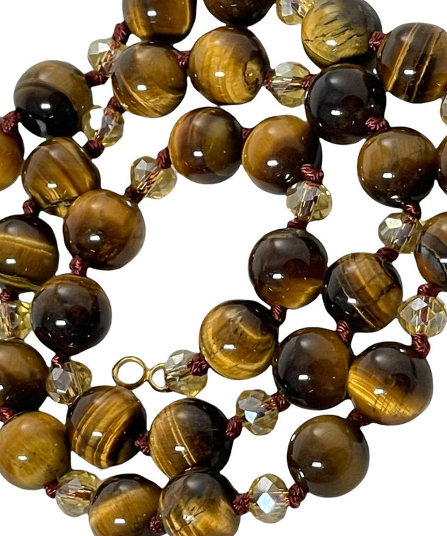 Beautiful tiger eye and crystal bead necklace