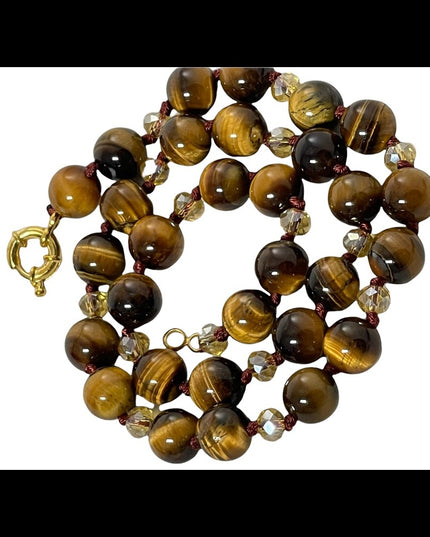 Beautiful tiger eye and crystal bead necklace
