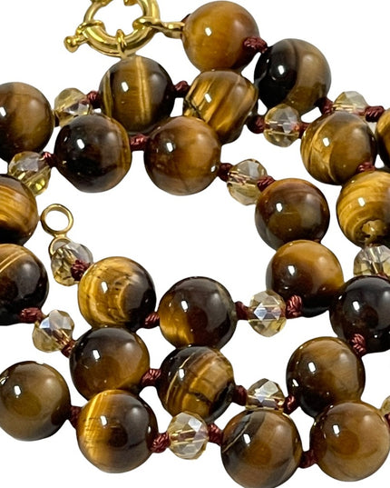 Beautiful tiger eye and crystal bead necklace