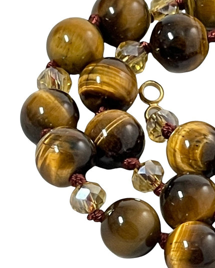 Beautiful tiger eye and crystal bead necklace