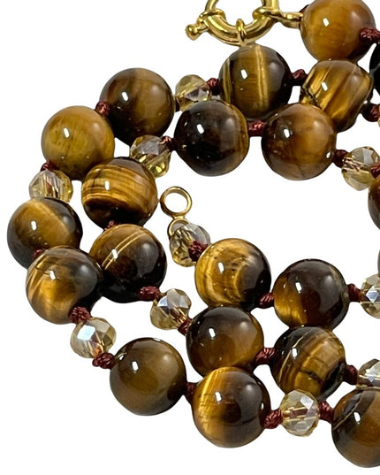 Beautiful tiger eye and crystal bead necklace