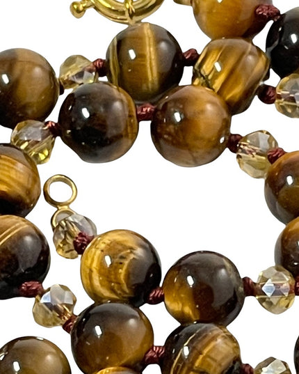 Beautiful tiger eye and crystal bead necklace