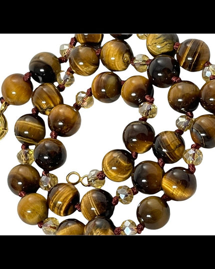 Beautiful tiger eye and crystal bead necklace