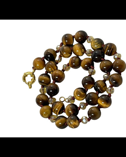 Beautiful tiger eye and crystal bead necklace