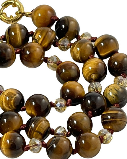 Beautiful tiger eye and crystal bead necklace
