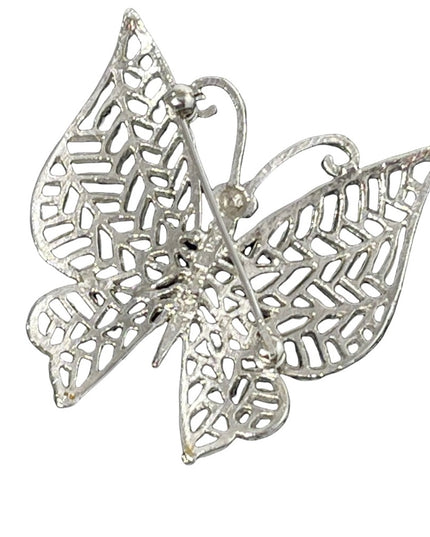 Vintage silver & gold finish large butterfly brooch