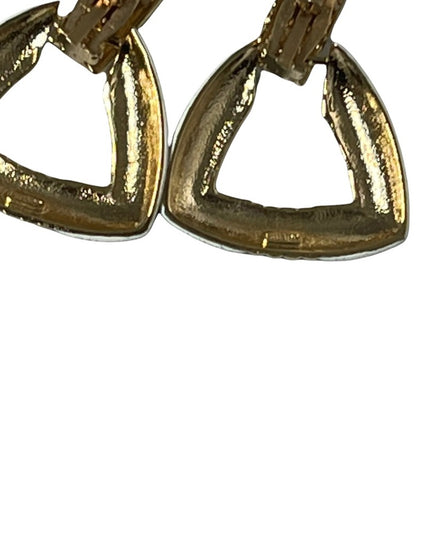 Vintage 1980s Butler silver & gold geometric dangle clip on earrings FAC