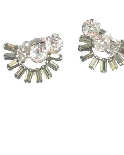 Vintage 1950s Sherman necklace & earrings set crystal silver clear