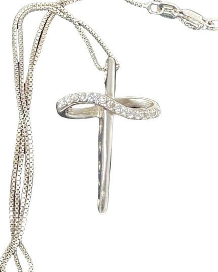 Sterling silver cross with crystal accents necklace