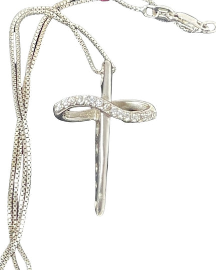 Sterling silver cross with crystal accents necklace